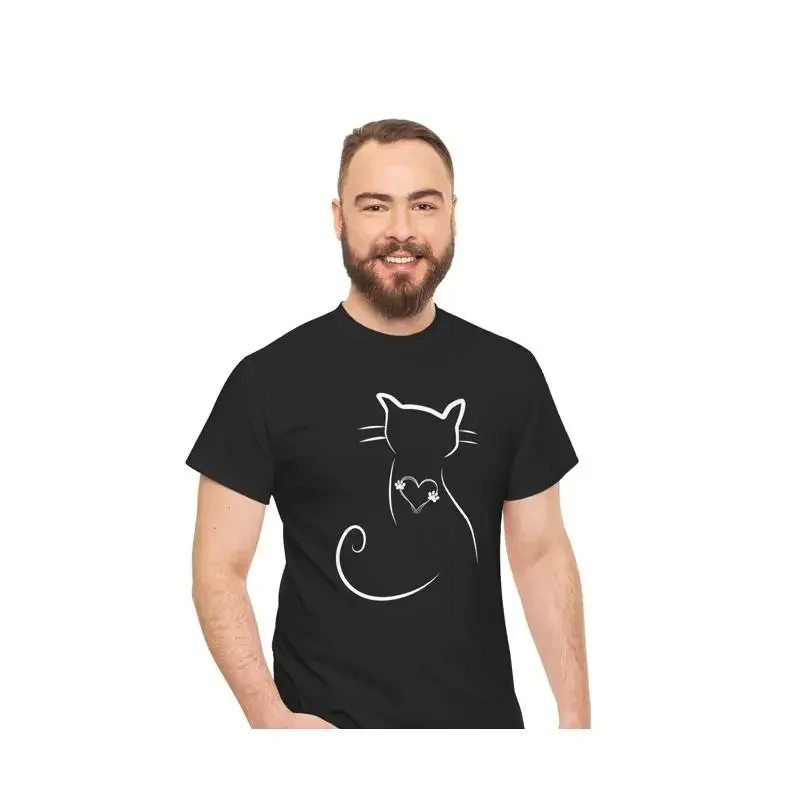 Cat Silhouette T Shirt  Lover Pet Owner Apparel Cute Feline Top Mom Dad