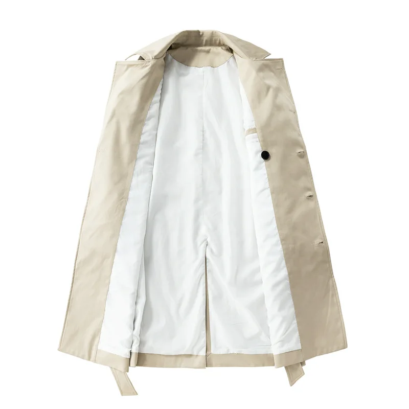 2025New Men's Double Breasted Trench Coat Mid-Length Loose Fit Windbreaker Spring/Autumn Fashionable Outerwear for Casual Office