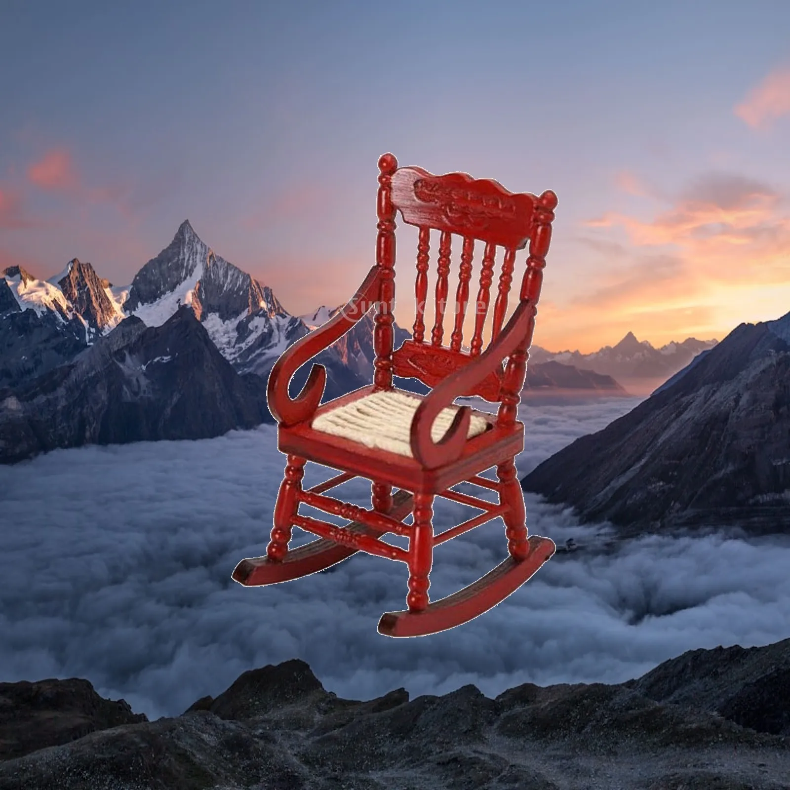 1:12 Scale Rocking Chair Crafted by Hand Intricacy Mini Wooden Rocking Chair