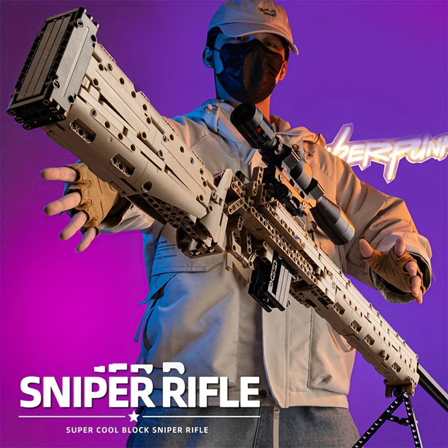 Pistola de bloques de construcción de 1000 piezas, pistola de bloques de construcción M24 para rifle de francotirador, pistolas negras y marrones. Un regalo para entusiastas de los bloques de construcción.