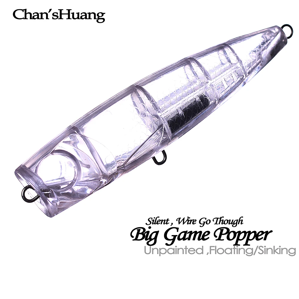 

Chan’sHuang 5PCS Unpainted Blanks Bait Floating/Sinking Big Game Popper Wire Go Through DIY Artificial Fishing Lure