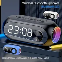 Wireless Bluetooth Speaker Dual Alarm Clock LED Light Portable Audio Support TF Card Play FM Radio Suitable For Party Bedroom