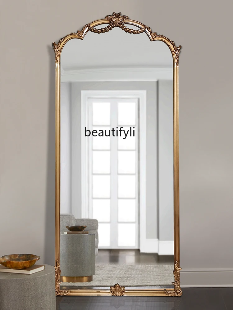 French   Full-Length Mirror Wall Large Size Good-looking Floor Mirror Retro Dressing Mirror Home