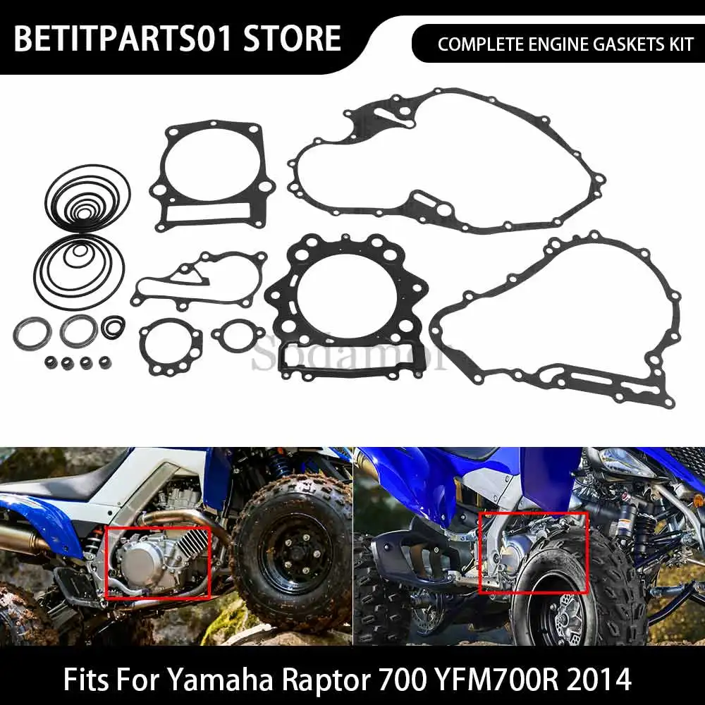 Motorcycle Accessories 1 Set ATV Engine Gaskets Kit Black/Gray Fit For Yamaha Raptor 700 YFM700RSP 50th Anniversary Edition 2006