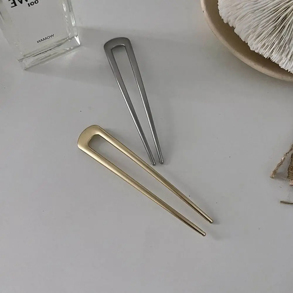 High Quality Metal U Shape Barrettes Electroplate Simple Hair Sticks Cold Style Retro Chinese Hair Pin Women Headdress