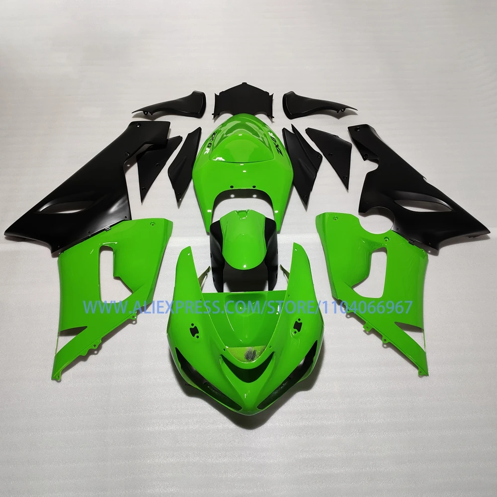 

Бесплатные обтекатели на заказ для Kawasaki ZX6R 2005 2006, зеленая, черная задняя крышка, комплект обтекателей для мотоцикла из АБС-пластика ZX 6R 05 06