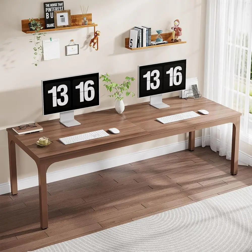 

78.7 Dual-Person Long Home Office Desk, Brown