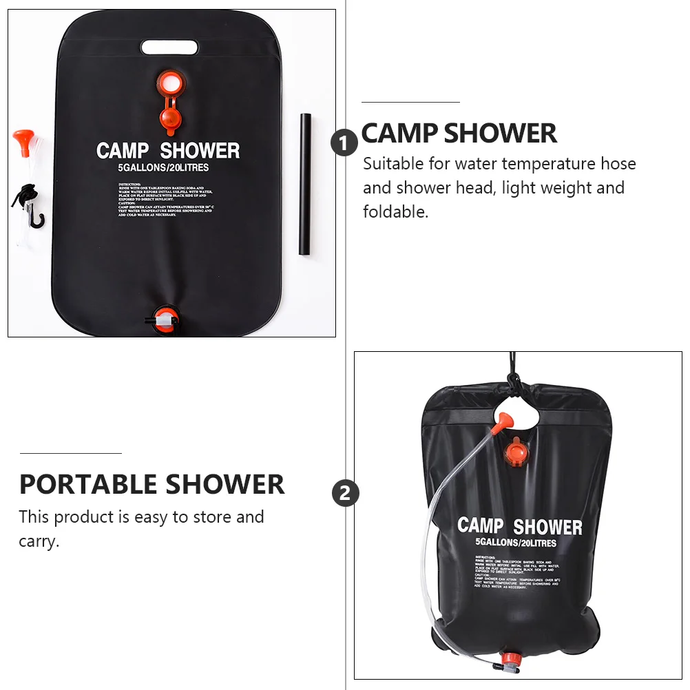

2 Pcs Portable Camping Shower Bag 20L Foldable PVC Solar Bags for Hiking Outdoor Travel Lightweight Leak Proof Storage