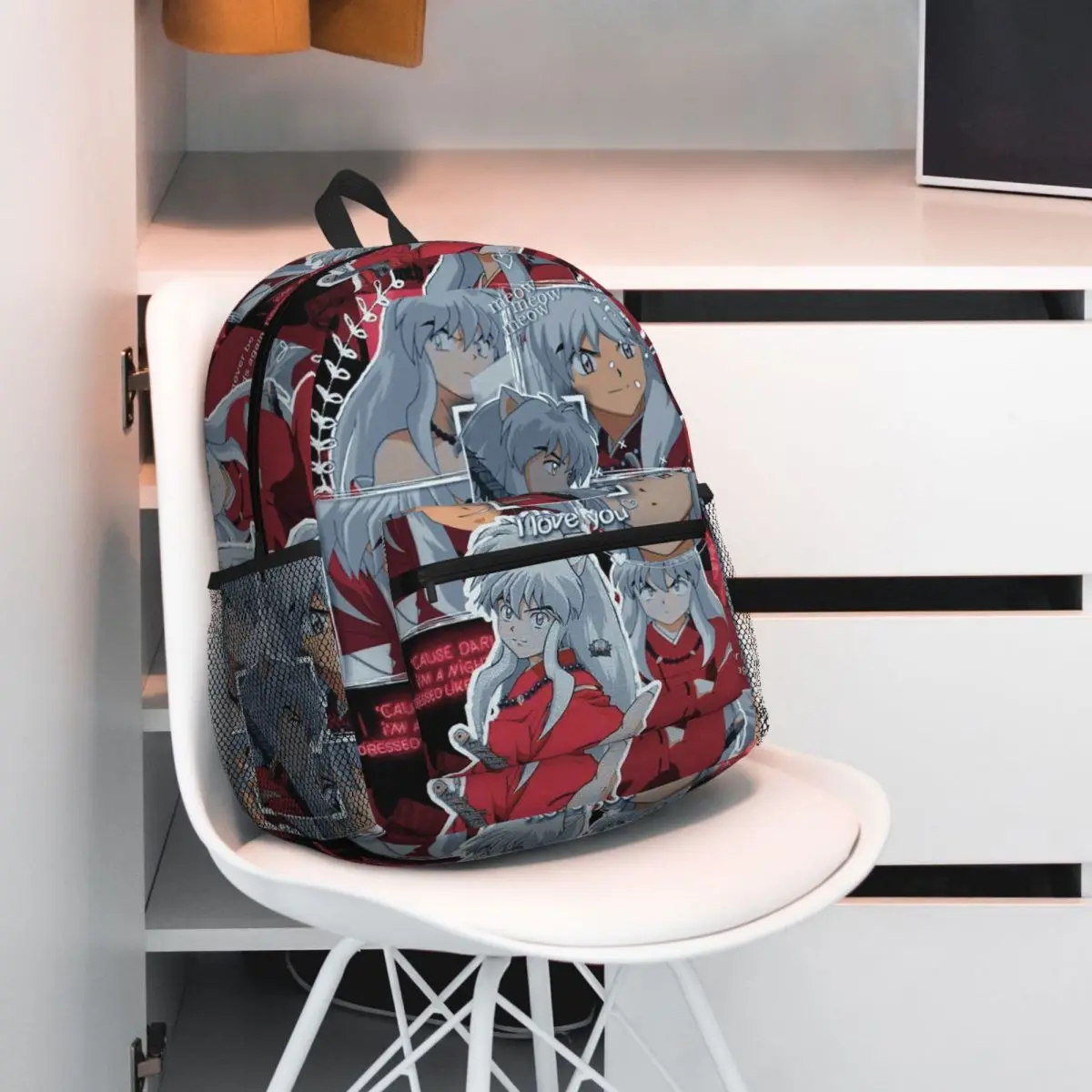 이누야샤 애니메이션 학생 배낭 학교 가방 소년을위한 하이킹 여행 데이 팟 소녀 패션 Bookbag 어깨 가방