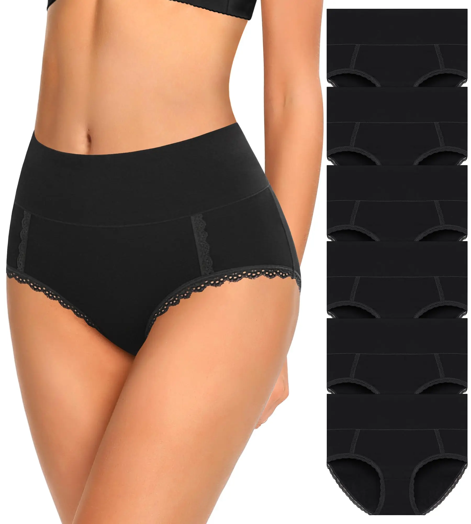 

6pcs Cotton High Waisted Soft Womens Underwear Breathable Panties, Multipack