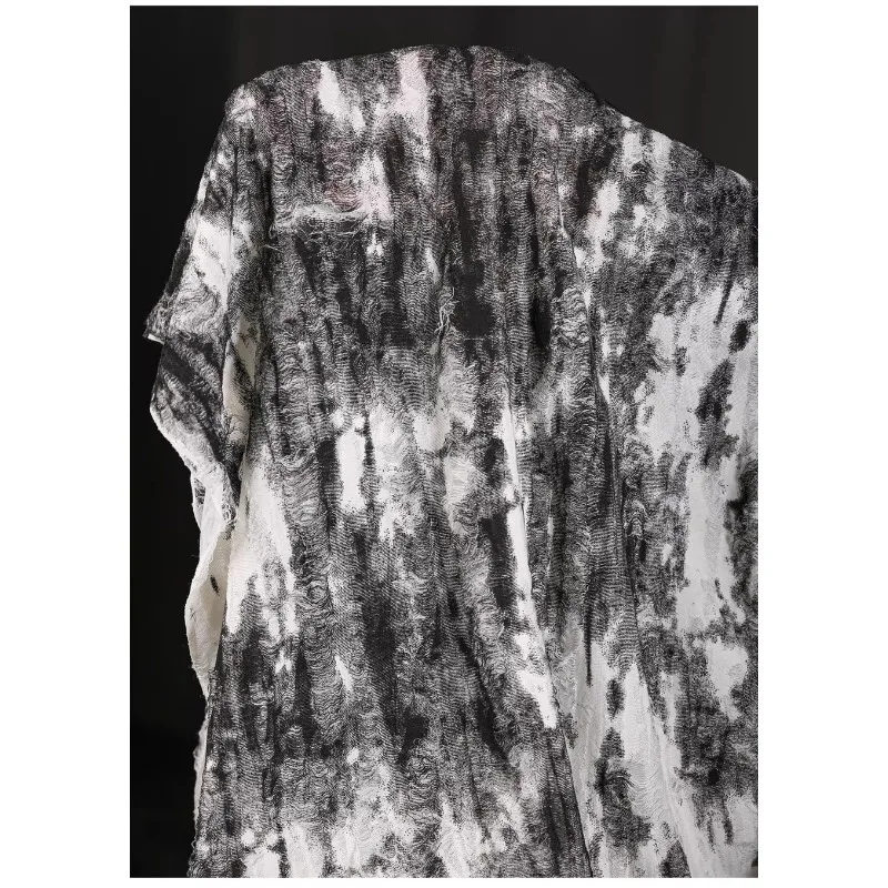 Dark Gray Ink Cut Texture Tie Dyed Knitted Fabric Skirts Sweaters Cardigan  Jackets Clothing Designers Fabrics