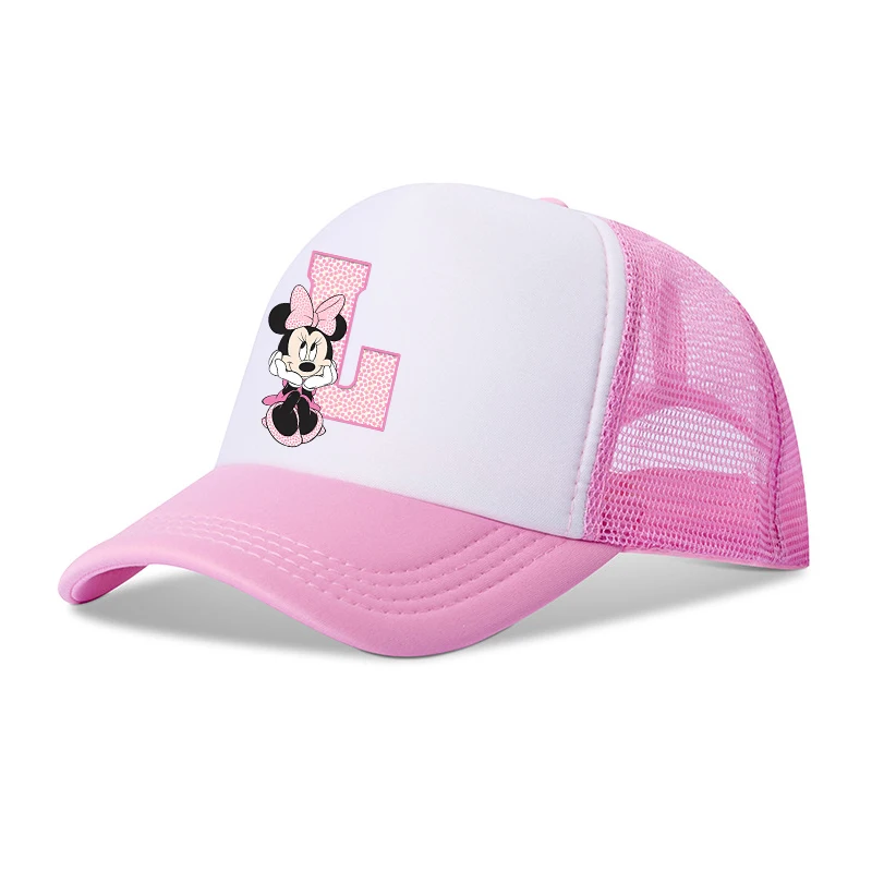 Disney Cartoon Baseball Cap Adjustable Minnie Mouse Letter Women Girls Sunhat Summer Outdoor Sport Peaked Hat Birthday Gifts