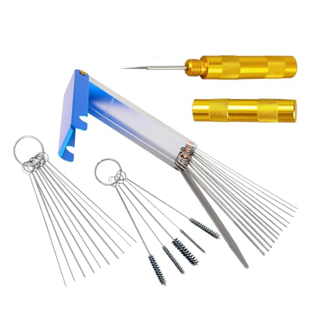 Carburetor Cleaning Essentials 4 Piece Kit with 5 Nylon Brushes and 10 Needles for Efficient Mechanical Maintenance