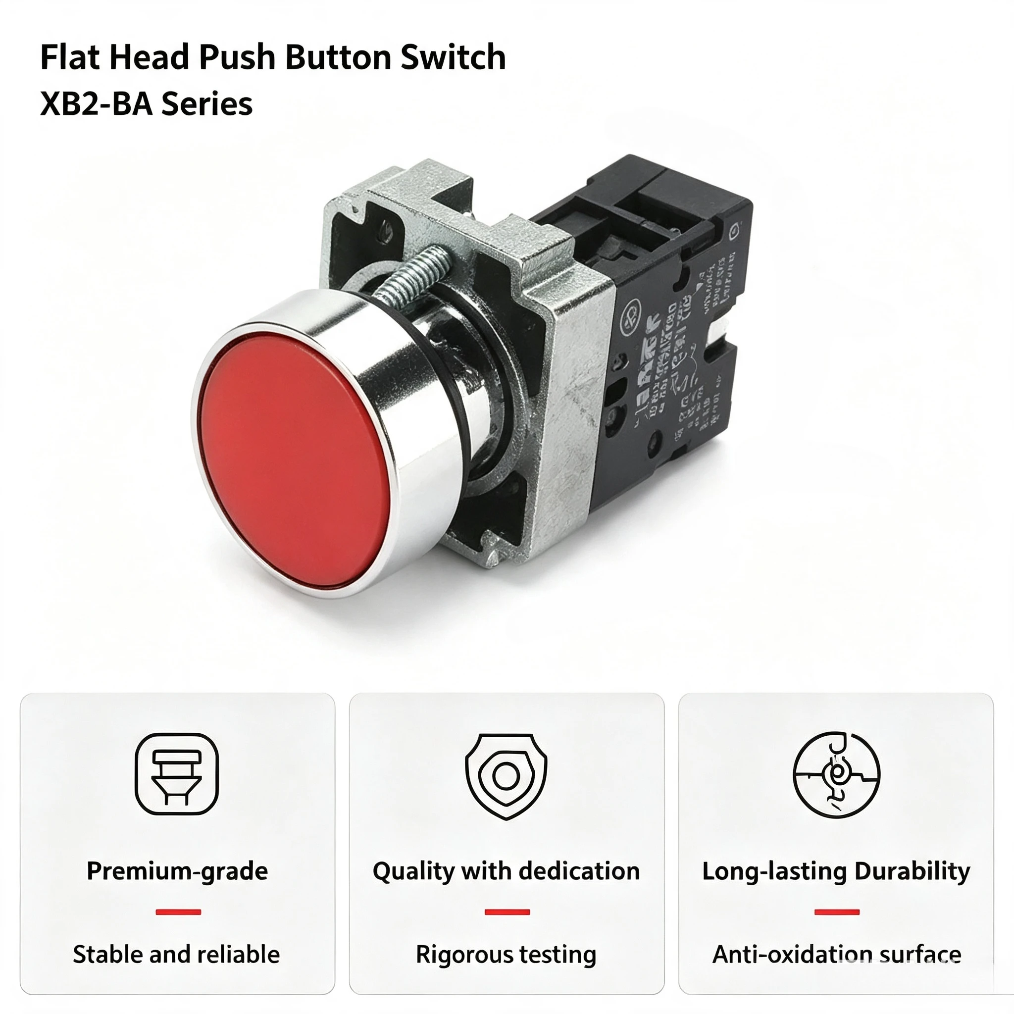 XB2 Button switch self reset small mushroom head emergency stop 22mm knob key start inching power on