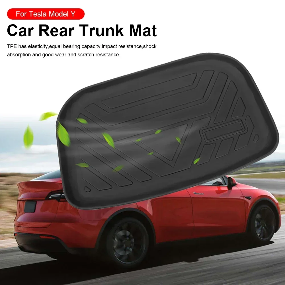 For Tesla Model Y Mats Plain TPE Trunk Frunk Liners Cargo Lower Compartment Boot Carpet & Seat Back Protector Dirtyproof Cover