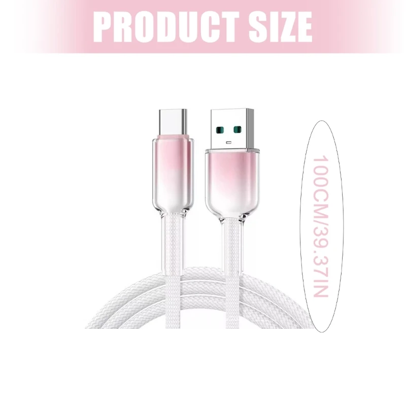 100Cm 120W Fast Charging Cable USB C Adapters Line With Ice Crystal Finish And 30000 Bend For Smartphones And Tablets 896C