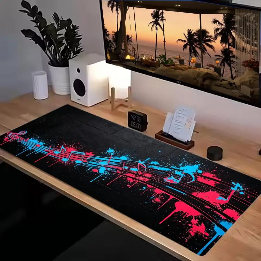 Vintage Graffiti Art Music Note Curved Staff Office Game Desk Mousepad Curved Staff Playmat Musical Element for Computer