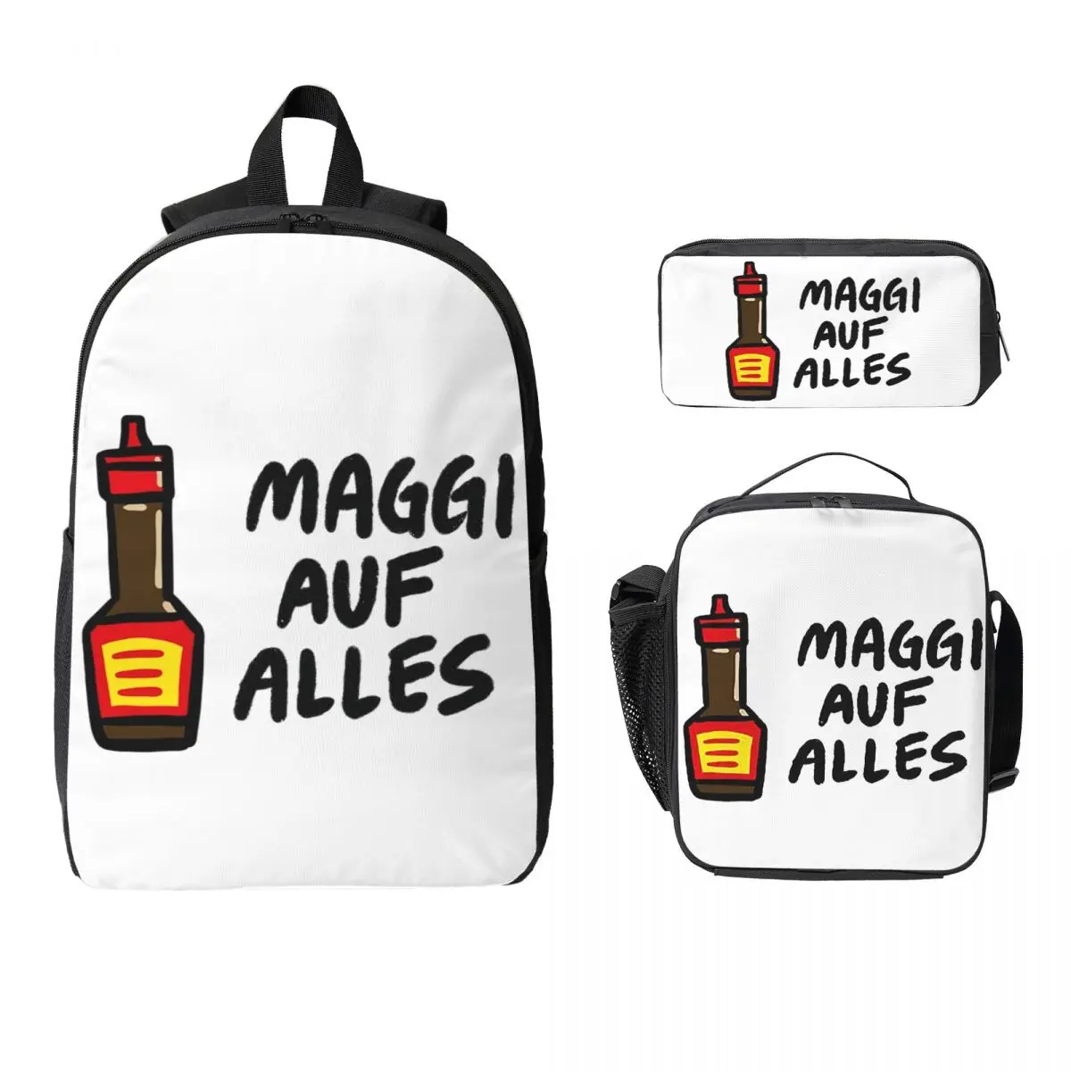 

Maggi Auf Alles (Deutsch) Backpack Student Boy Girl BookBag School Bag Laptop Shoulder Bags 3ps Insulated Lunch Bag Pencil Case