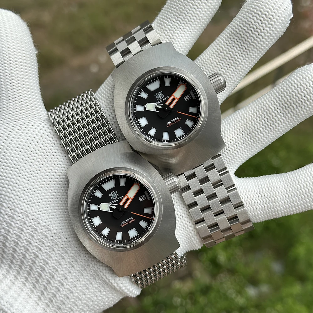 

STEELDIVE Men Automatic Watch 45MM Mechanical Wristwatch Deep Diver 100ATM Waterproof BGW-9 Luminous Sapphire NH35 Military