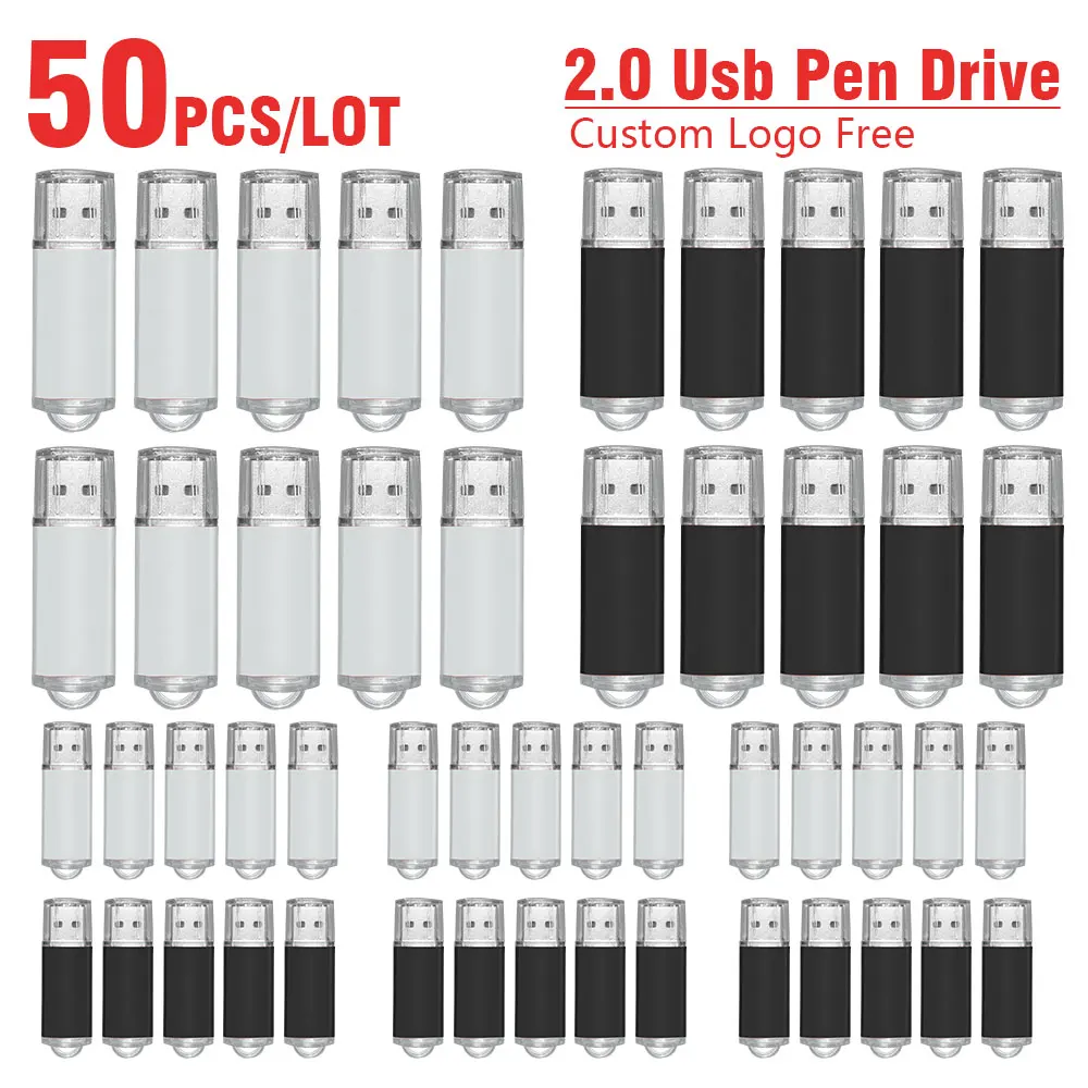 

50Pcs/Lot Pendrive 64Gb Memory Stick 32Gb 4Gb Free shipping Metal Usb Flash Drive 128Gb Pen Drive 8Gb 16Gb Gift