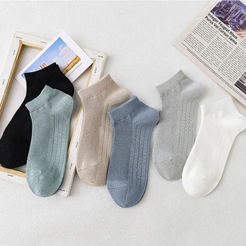 Summer Short Socks Thin Men's Socks Mesh Breathable Casual Solid Color Low Tube Cotton Socks Spring Business Sock