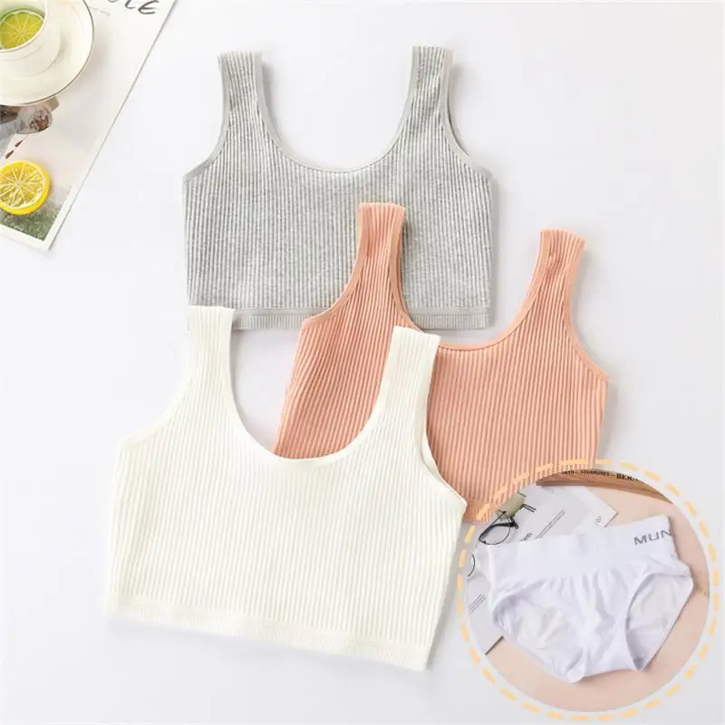 Girls Bras Age 8-16 Years Cotton Teens Girls Sponge Tank Top Teenage Girl Underwear Kids Vest Sports Top Comfotable Fitness Bras