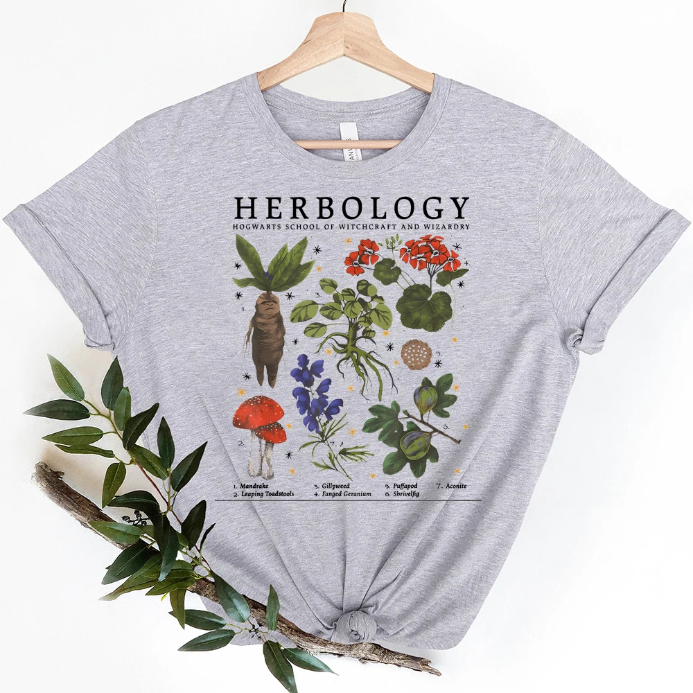 Plant Lover Wizard Pottery Tshirt Herbology Plants Colored Print T-shirtCamiseta Aesthetic Women Gardening Graphic Women Tee Top