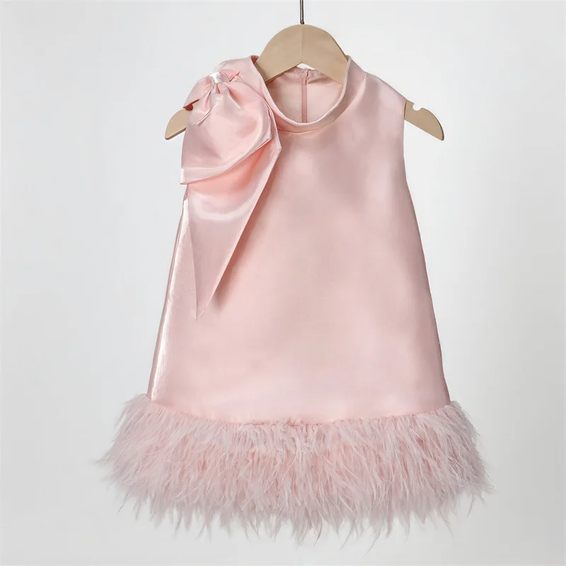 baby-kids-princess-satin-feathers-bow-flower-girl-dress-children-first-communion-dress-ball-gown-wedding-party-dress-birthday
