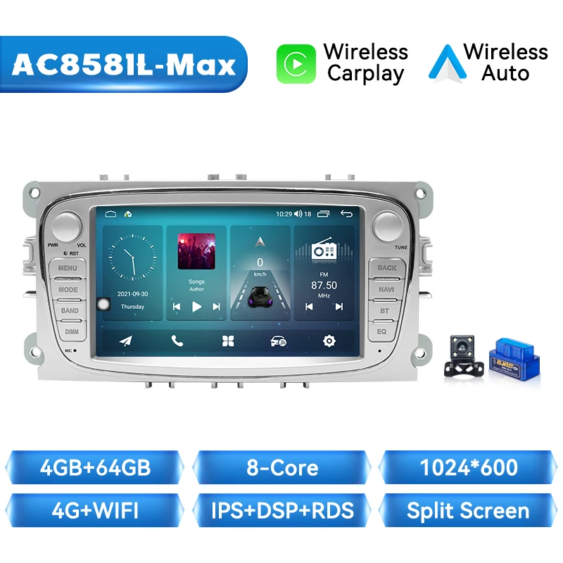 Draadloze Carplay Android Auto Radio Speler Voor Ford Focus 2 Mondeo S Max C Mondeo Galaxy Transit Connect 2010 Kuga Auto Multimedia