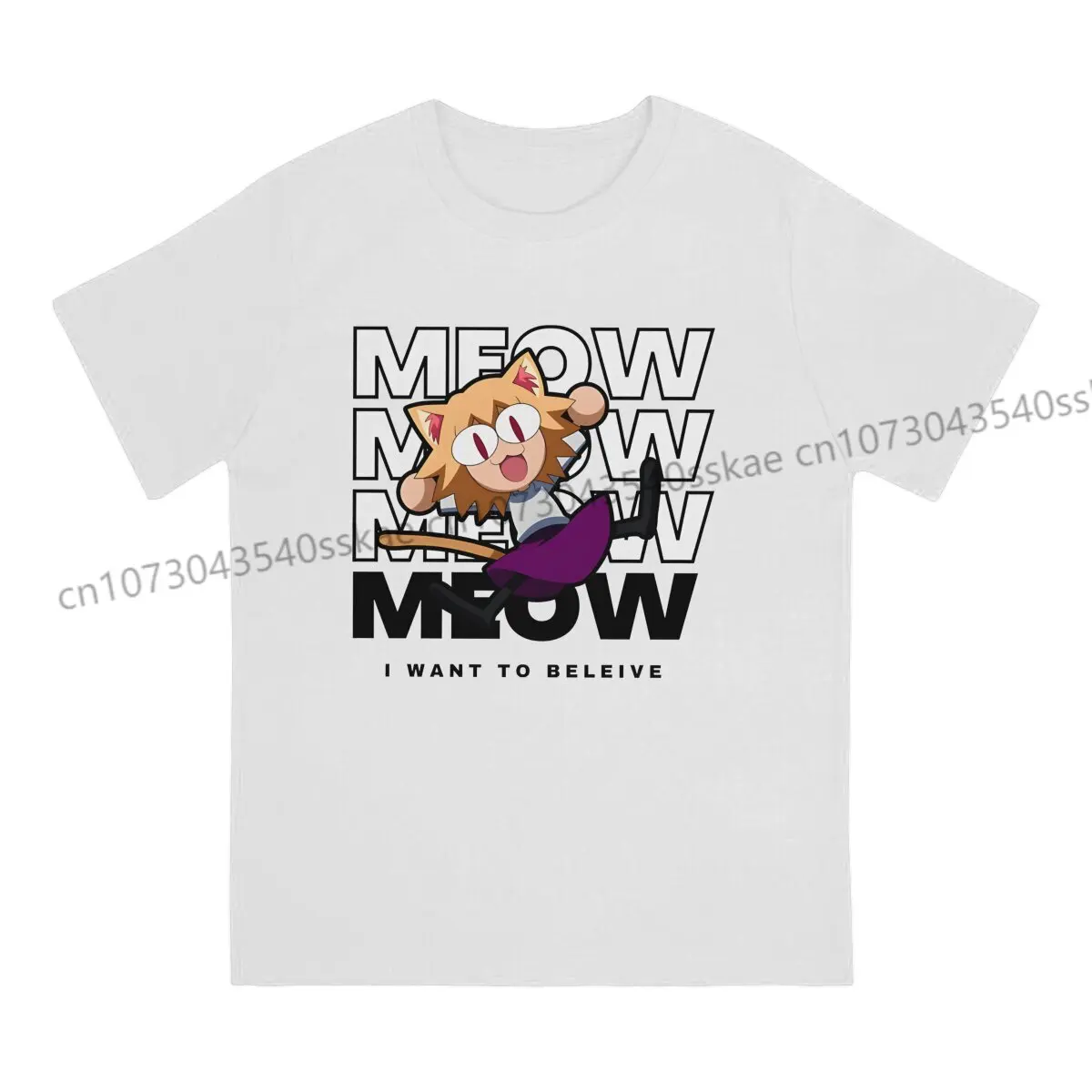 Meow Neco Arc Cat Men T Shirt Cotton Punk O-Neck Tee Shirt Harajuku Clothes