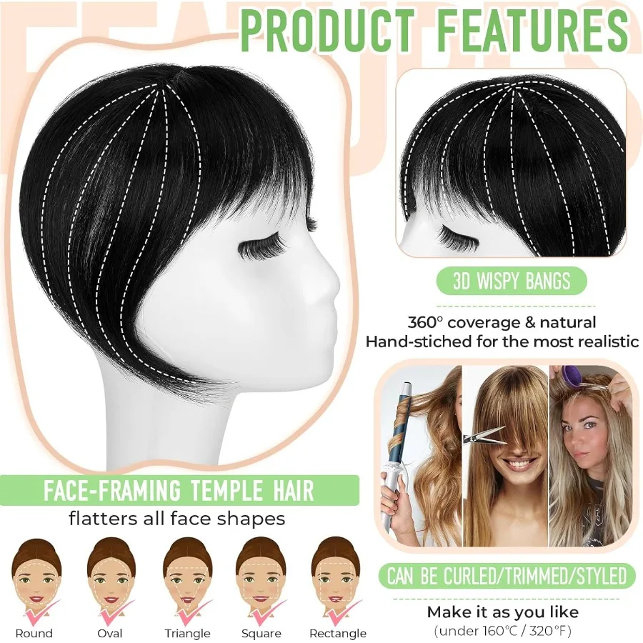 3603D الشعر الاصطناعية توبر للنساء مع الانفجارات وهمية Wispy في الظلام الأسود واقعية ارتداء اليومي حل الشعر للمظهر الطبيعي أ