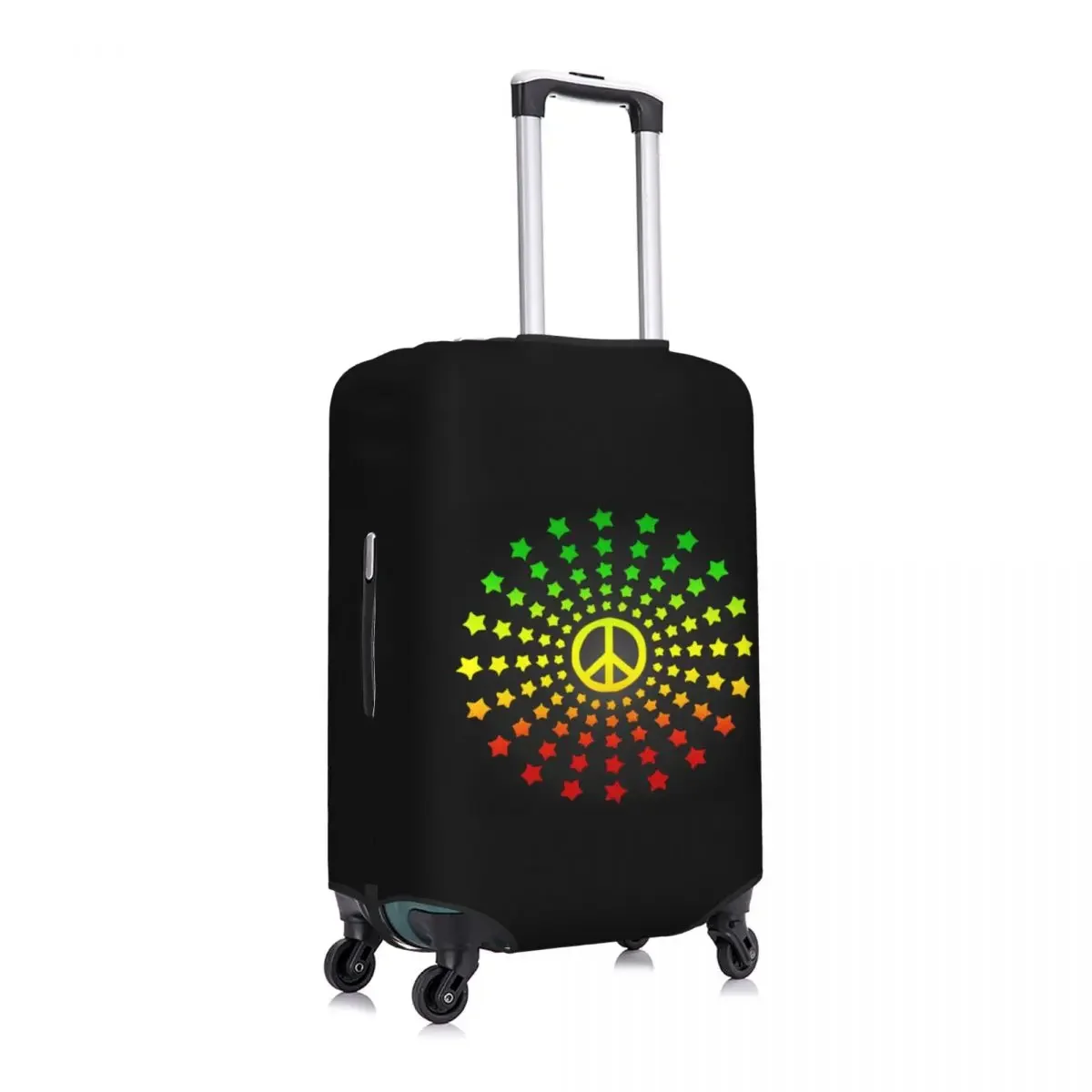 Custom Jamaica Rasta Reggae Peace Logo Travel Luggage Cover Elastic Suitcase Cover Protector Fit 18-32 Inch