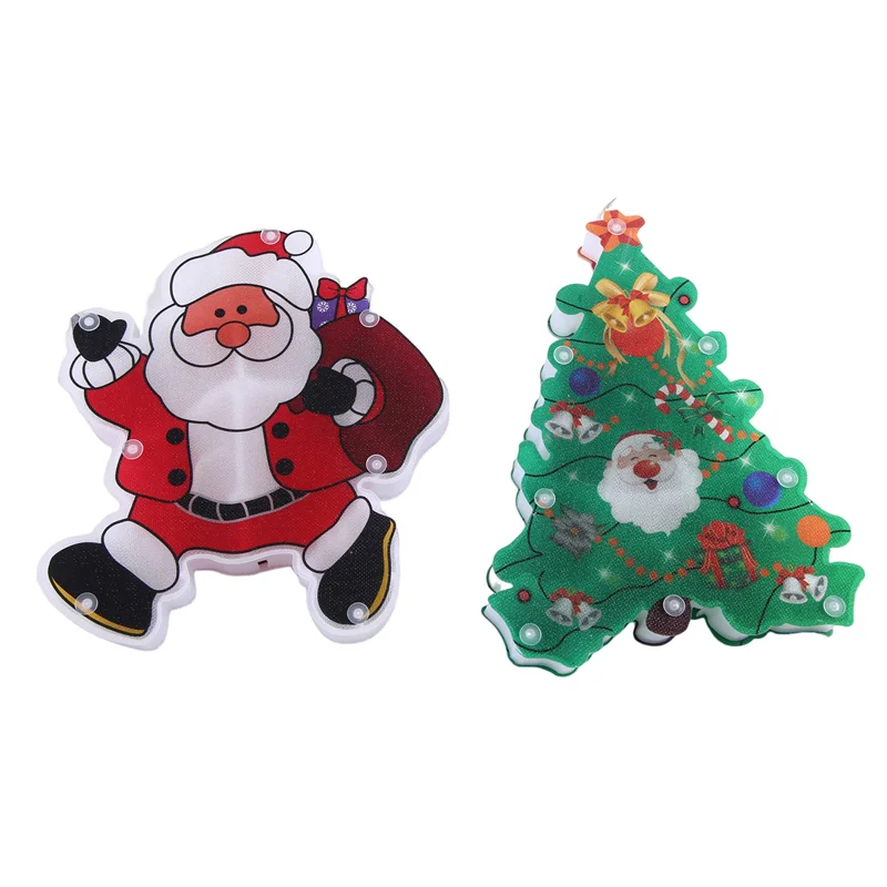 Рождественские огни из 6 предметов, подвесные светильники для окон, рождественские декоративные светильники, украшение для окна магазина, комнаты, светодиодные фонари на присоске