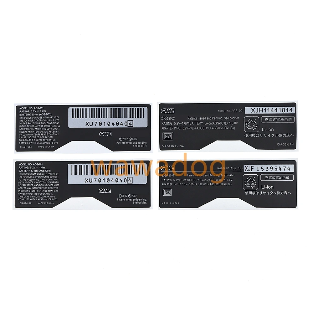 300pcs For Nintendo GameBoy GBA SP Console Back Tag Label Sticker US JP AGS-101 AGS-001
