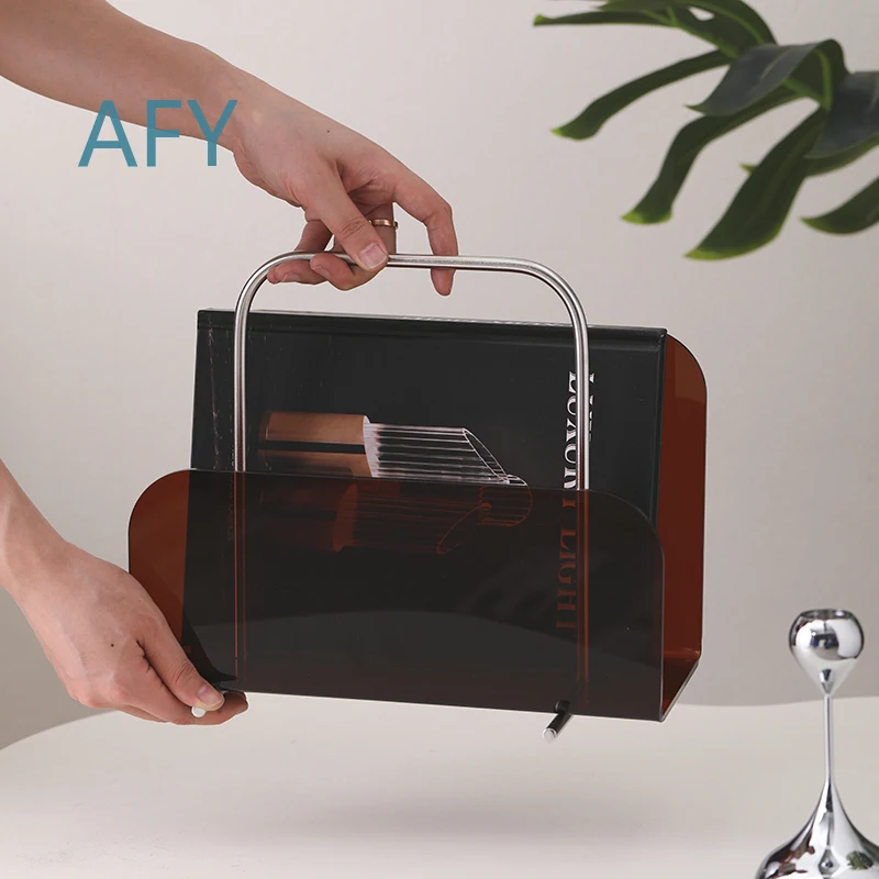 Simple Acrylic Portable Magazine Rack for Floor-to-Ceiling Book Storage Newspaper Rack Record Storage Living Room Study