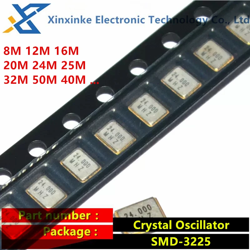 50PCS SMD-3225 Passive Quartz Crystal Oscillator 8MHZ 12M/16M/20/24/25/32/50/40M Resonator 3.2*2.5MM