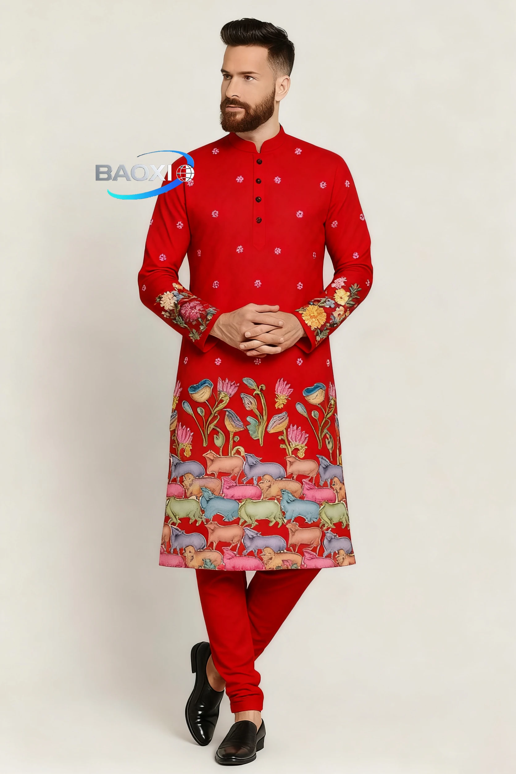 Men's printed pattern kurta vardha fashionable and comfortable fit regular long robe suitable for all occasions kurta men