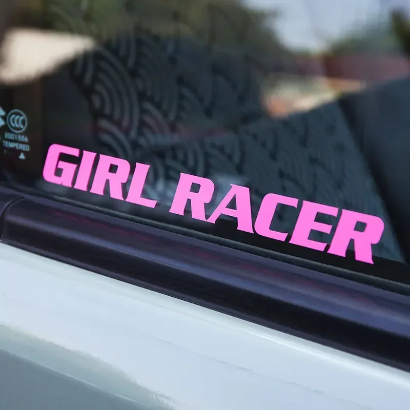 GIRL RACER Removable Oilproof Vinyl Car Stickers Decals For Auto Window Motorcycle Fuel Tank Lady Driver Decor Accessories