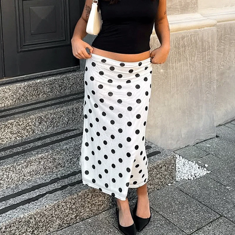 

Ticketsx Summer Polka Dot Women's Skirt Fashion New High Waisted Patchwork Slim Casual Skirts Elegant Vacation Streetwear Skirts