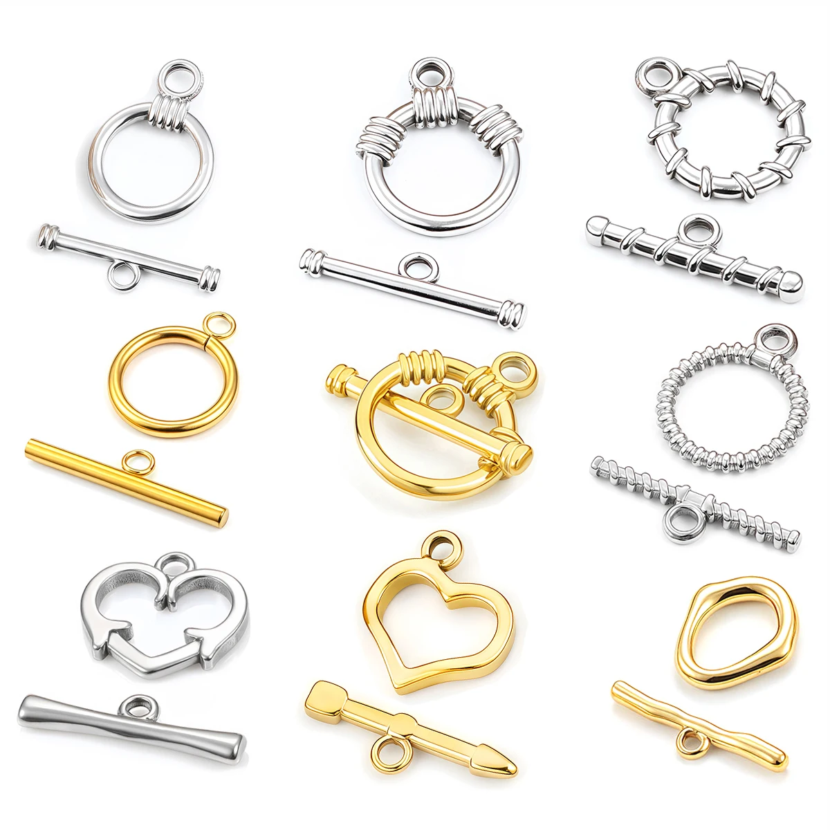 

2 комплекта застежки OT из нержавеющей стали, тумблерные застежки, пряжка, разъем для ожерелья, браслетов, крючок, аксессуары для изготовления ювелирных изделий своими руками