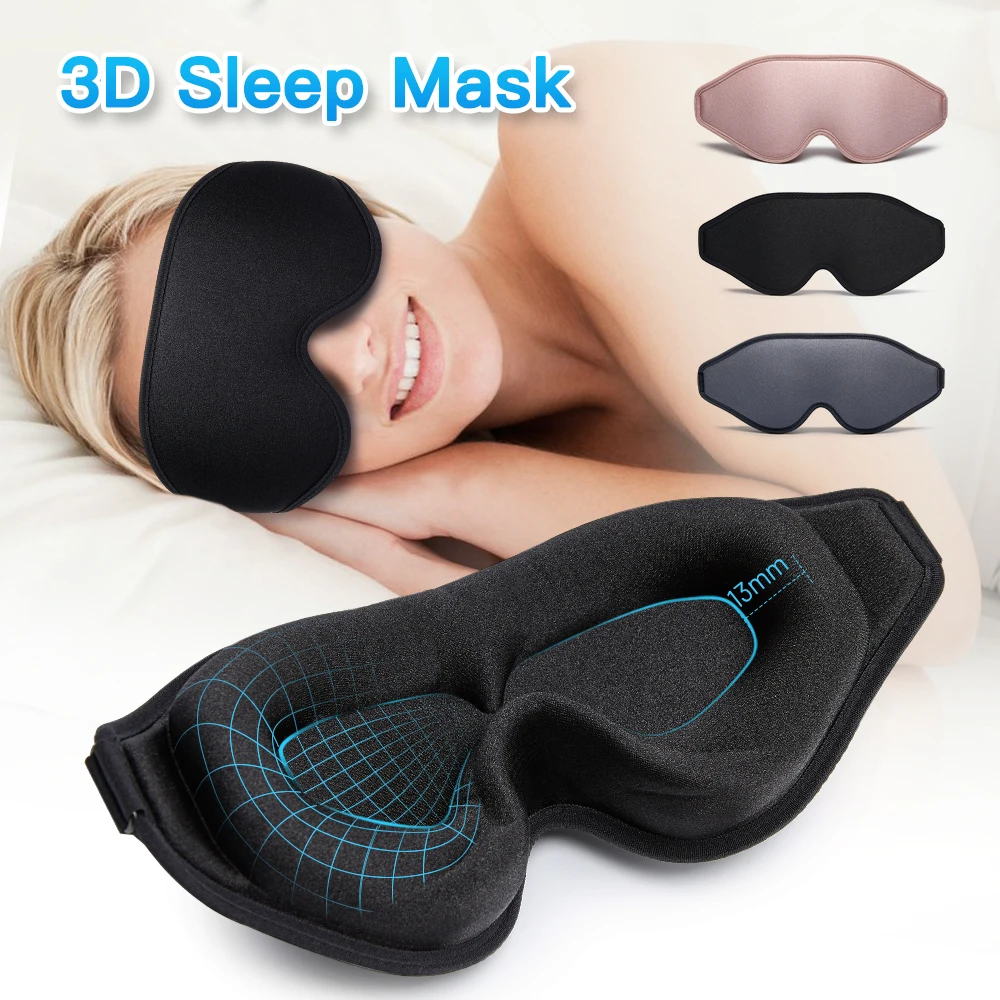 

3D Sleep Mask Blindfold Sleeping Aid Soft Memory Foam Face Mask Eyeshade 99% Blockout Light Adjustable Strap Eye Cover Patch