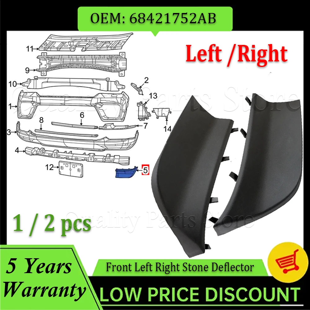 

1/2PCS Deflector Spoiler Fascia Spat For Jeep Grand Cherokee L 2021-2024 Car Front Stone Deflector LH / RH 68421752AB 68421752AA