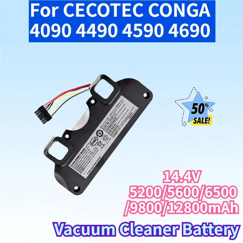 

New 14.4V 5200/5600/6500/9800/12800mAh Replacement Battery for CECOTEC CONGA 4090 4490 4590 4690 Robot Vacuum Cleaner Battery