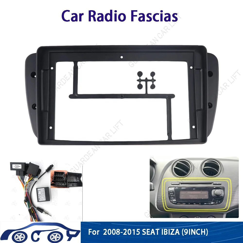 9inch Car Radio Fascias  For Seat Ibiza S1 2008-2015 Android Stereo Frame Panel With Cable Canbus Decoding