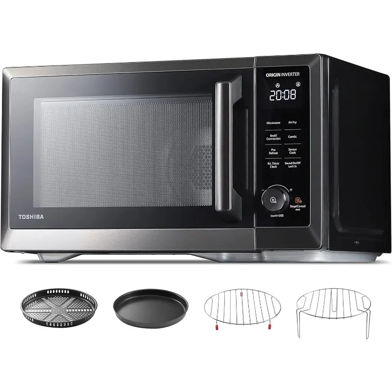 TOSHIBA Combo freidora de aire para horno microondas de encimera 7 en 1, serie MASTER, inversor, convección, asar, combi rápido