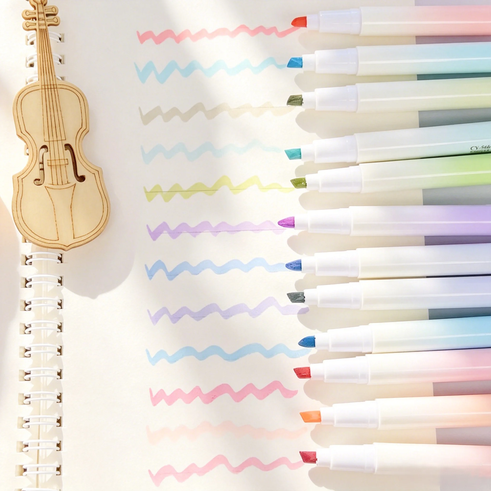 12 Pcs Pastel Soft-light Highlighters Set - Eye-friendly Morandi Markers for Study Notes, Scrapbooking & Creative Art