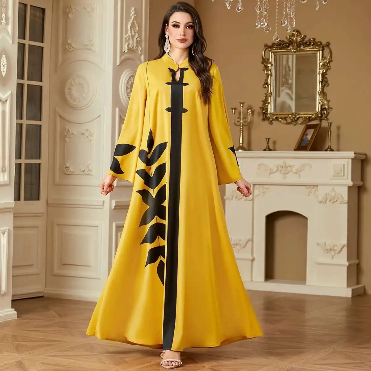 

4223 Muslim Dress Women's 2025 Summer New Long Sleeve Loose Daily Party Casual Long Dress Ramadan Dubai Luxury Islam Elegant