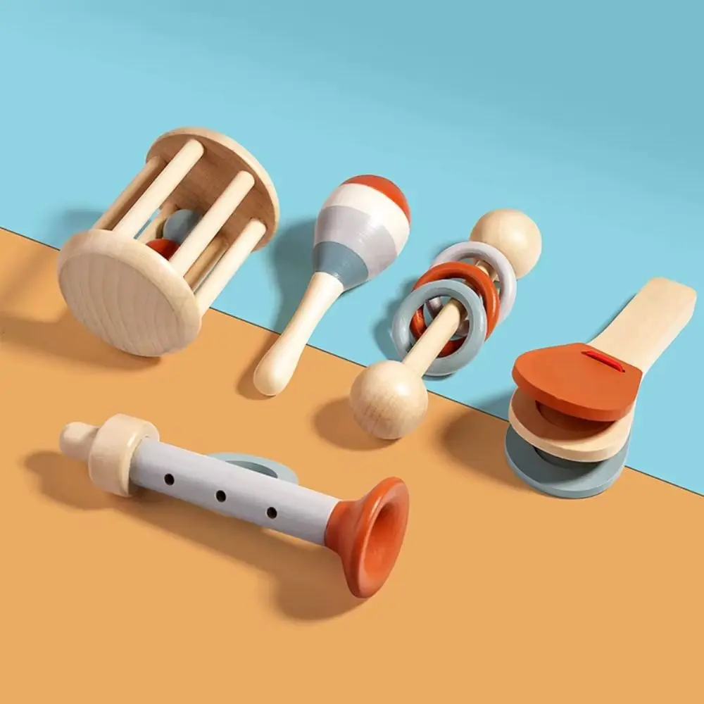 Brinquedos musicais para bebês, sino portátil de madeira, habilidades motoras finas, instrumentos musicais para bebês, martelo de areia, coordenação mão-olho
