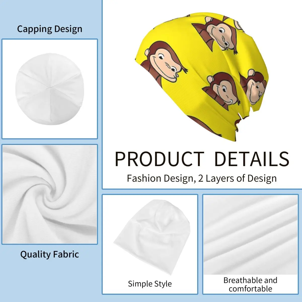 الغريبة جورج Skullies قبعة صغيرة دافئة الخريف الشتاء في الهواء الطلق قبعة محبوك قبعات بونيه للرجال النساء الكبار