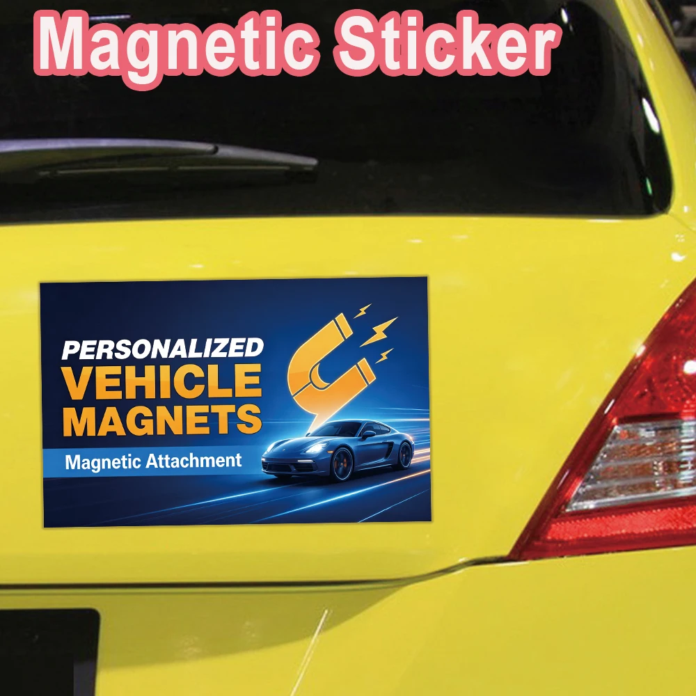 1pc Custom Poster Magnetic Wrap For Hood Decor Customizable Photo Motorcycle Decorative Stickers Car Window Rearview Decals